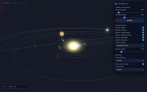 Captura de la simulación de GLM 5.2 con Claude Code