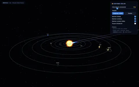 Captura de la simulación de Z.ai GLM 5.2 con Claude Code